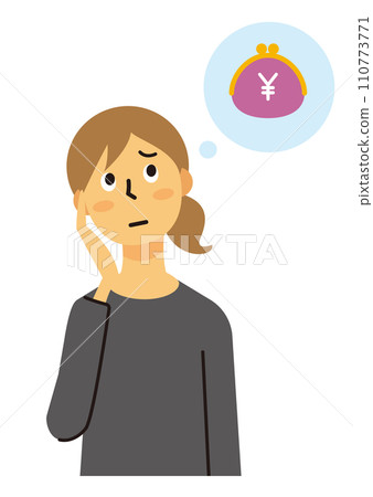 家庭主婦，女性，中年，煩惱，金錢，長髮 110773771