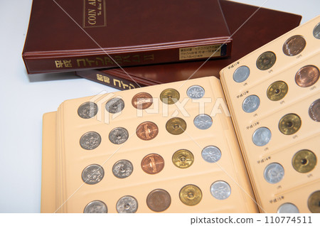 Japanese coins collected in coin album Japanese coins collected in coin album 110774511