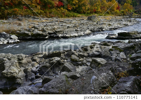 長瀞岩榻南端和荒川急流附近的秋葉谷。 110775141