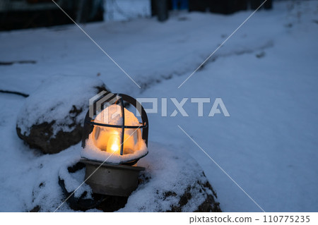 lamp light in the snow lamp light in the snow 110775235