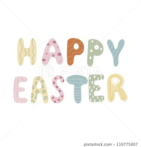 Inscription of Happy Easter. Vector illustration Inscription of Happy Easter. Vector illustration 110775807