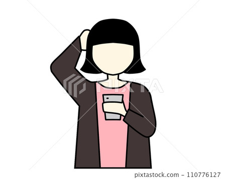 女人在智慧型手機上遇到麻煩，不露面 110776127