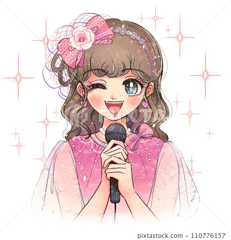 閃閃發光最喜歡的偶像/復古風格漫畫插畫 110776157