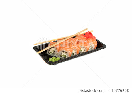 philadelphia roll on white/ Very tasty philadelphia roll on white/ Very tasty 110776208