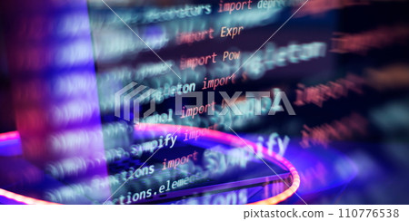 Computer script. Programming code abstract screen of software developer. Computer script. Programming code abstract screen of software developer. 110776538