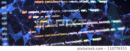 Python code computer screen. Mobile application design Concept. 110776553