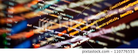 Python code computer screen. Mobile application design Concept. 110776555