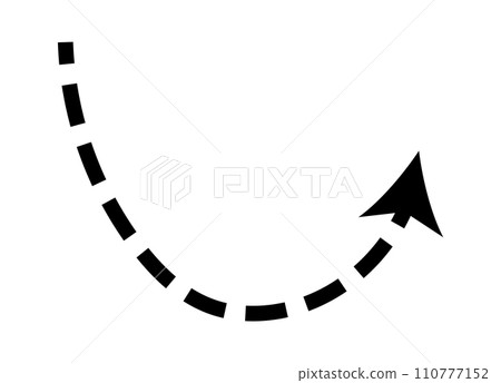 Dashed arrow set. Vector doodle dot line. Thin pointer arrows 110777152
