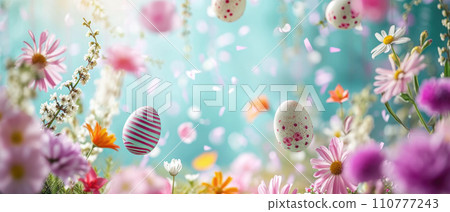 Easter Eggs and Spring Flowers Garland Easter Eggs and Spring Flowers Garland 110777243