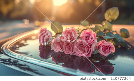 Roses on a car roof Roses on a car roof 110777264