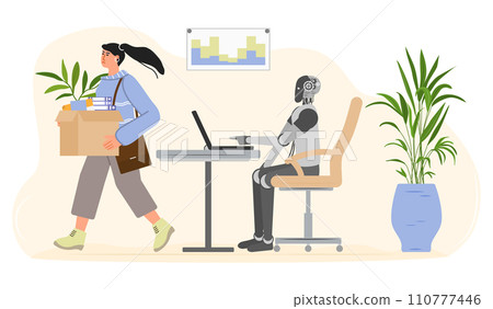 AI Robot People Unemployment Job loss Work problem 110777446