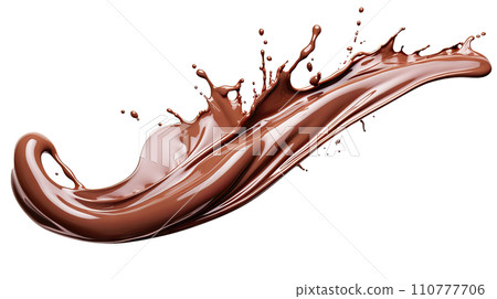AI-generated content. Chocolate isolated splashes wave with clipping path AI-generated content. Chocolate isolated splashes wave with clipping path 110777706