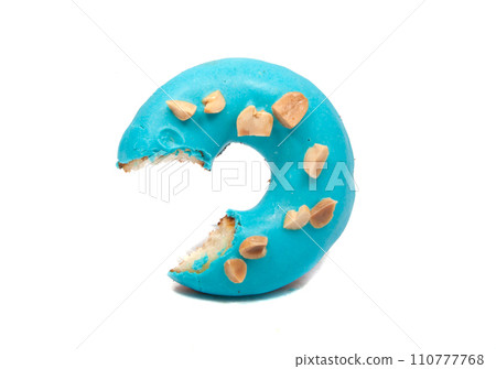 Chocolate exclusive dessert bitten donut isolated on the white Chocolate exclusive dessert bitten donut isolated on the white 110777768