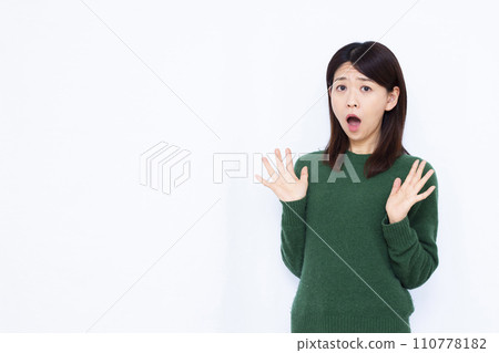 Surprised woman in her 40s Surprised woman in her 40s 110778182