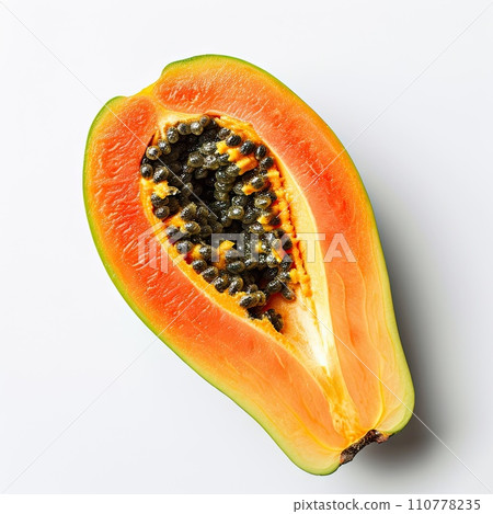 Papaya fruit sliced isolated on a white 110778235