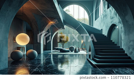 Abstract white and concrete parametric interior Abstract white and concrete parametric interior 110778321