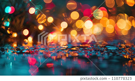 Dark street of the night city bokeh Dark street of the night city bokeh 110778323