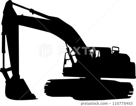 Heavy equipment excavator car silhouette 110778483