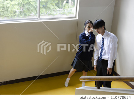 High school student consulting with friends High school student consulting with friends 110778634
