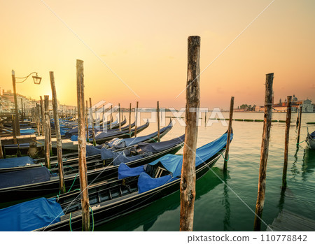 Gondolas and Maggiore island 110778842