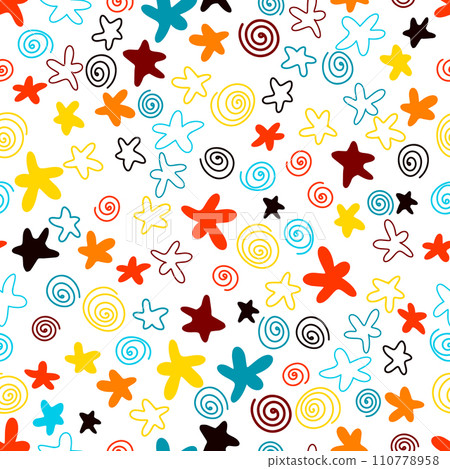 Simple seamless star pattern. Hand drawing. Not AI. Vector illustration Simple seamless star pattern. Hand drawing. Not AI. Vector illustration 110778958
