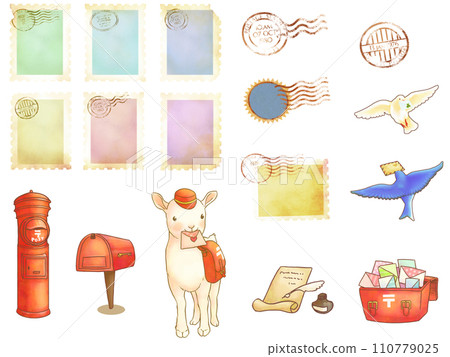 郵政材料套裝(郵票、郵筒、郵戳等) 郵政材料套裝(郵票、郵筒、郵戳等) 110779025