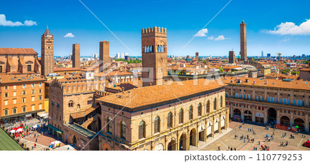 View of the city of Bologna. A city of long street galleries and leaning medieval towers. Italy View of the city of Bologna. A city of long street galleries and leaning medieval towers. Italy 110779253