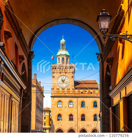 View of the city of Bologna. A city of long street galleries and leaning medieval towers. Italy View of the city of Bologna. A city of long street galleries and leaning medieval towers. Italy 110779256