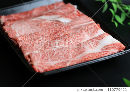 Miyazaki beef sukiyaki shoulder loin slices Miyazaki beef sukiyaki shoulder loin slices 110779421