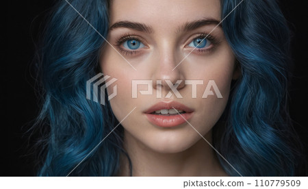 AI-generated content. Vibrant Mystery A Portrait in Blue AI-generated content. Vibrant Mystery A Portrait in Blue 110779509