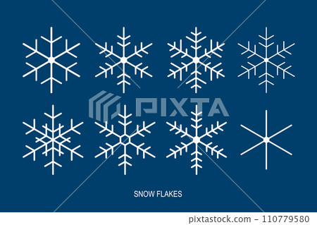 Thin snowflakes set blue background Thin snowflakes set blue background 110779580