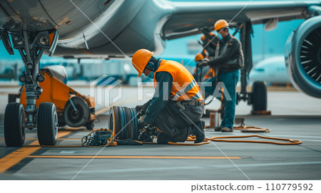 Efficient warehouse logistics processes automated by AI, warehouses and logistics that utilize the latest technology and artificial intelligence. AI image Efficient warehouse logistics processes automated by AI, warehouses and logistics that utilize the latest technology and artificial intelligence. AI image 110779592