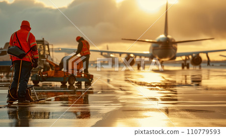 Efficient warehouse logistics processes automated by AI, warehouses and logistics that utilize the latest technology and artificial intelligence. AI image 110779593