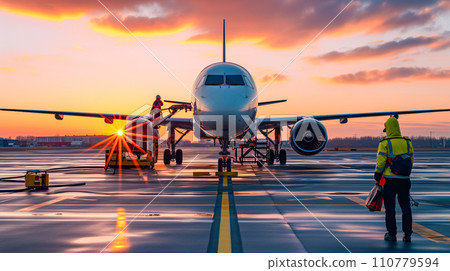 Efficient warehouse logistics processes automated by AI, warehouses and logistics that utilize the latest technology and artificial intelligence. AI image 110779594