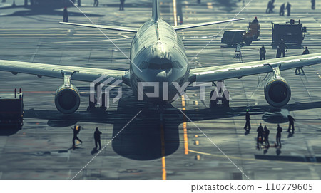 Efficient warehouse logistics processes automated by AI, warehouses and logistics that utilize the latest technology and artificial intelligence. AI image 110779605