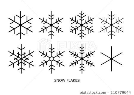 Thin snowflake set background transparent Thin snowflake set background transparent 110779644