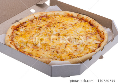 pizza in box isolated 110780755