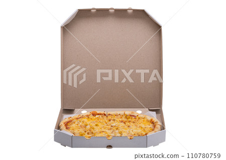 pizza in box isolated 110780759