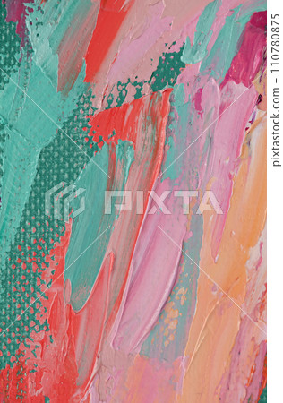 Multicolored texture painting. Abstract art background. oil on canvas. Rough brushstrokes of paint. 110780875