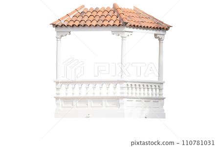 balcony with stone railings isolated balcony with stone railings isolated 110781031