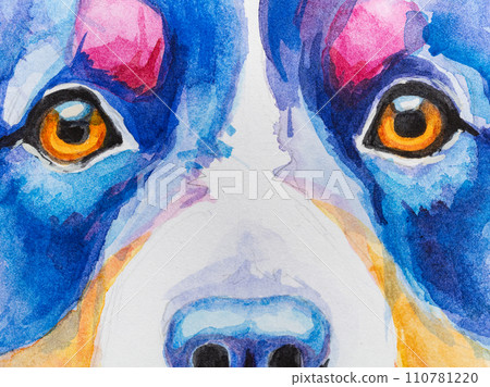 dog painted in watercolor on a white background 110781220