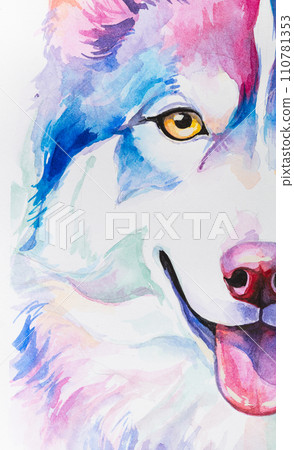 dog painted in watercolor on a white background 110781353