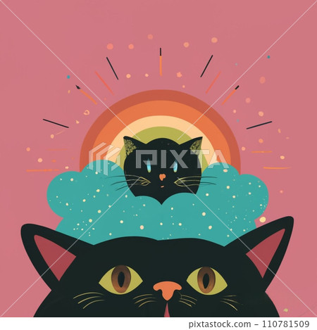 Cute black cat illustration 027 Cute black cat illustration 027 110781509