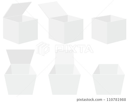 Illustration of a white box with an open lid Empty box Illustration of a white box with an open lid Empty box 110781988