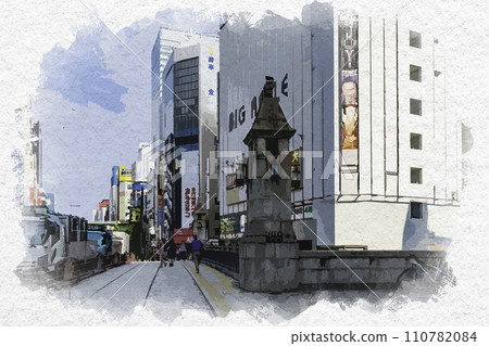水彩風格秋葉原萬世橋東京千代田區 水彩風格秋葉原萬世橋東京千代田區 110782084