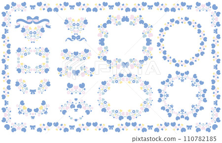 blue and pink heart frame set 110782185