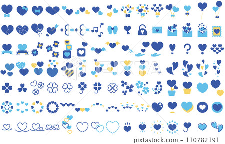 Blue heart simple icon set 110782191