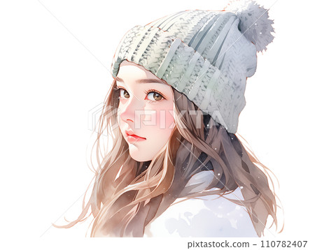A woman wearing a knit cap A woman wearing a knit cap 110782407