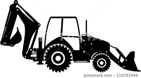 Silhouette of Wheel Backhoe Loader Icon in Flat Style. Vector Illustration Silhouette of Wheel Backhoe Loader Icon in Flat Style. Vector Illustration 110783449