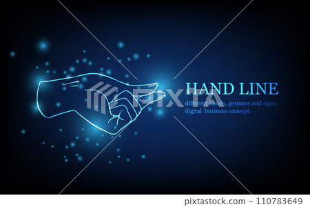 Human hand line, different hands, gestures and signs, digital business concept, futuristic digital innovation background vector illustration. 110783649